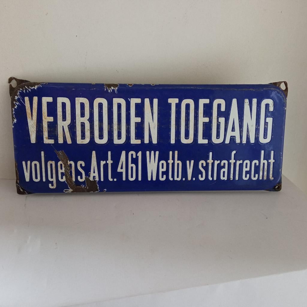 klein geëmailleerd bord „Verboden Toegang”, Antiek en Kunst, Ophalen of Verzenden