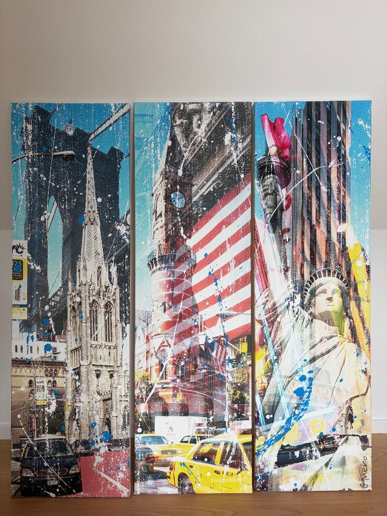 Triptyque de l'artiste Belge Fabrice Ginero, Antiquités & Art, Art | Peinture | Moderne, Enlèvement