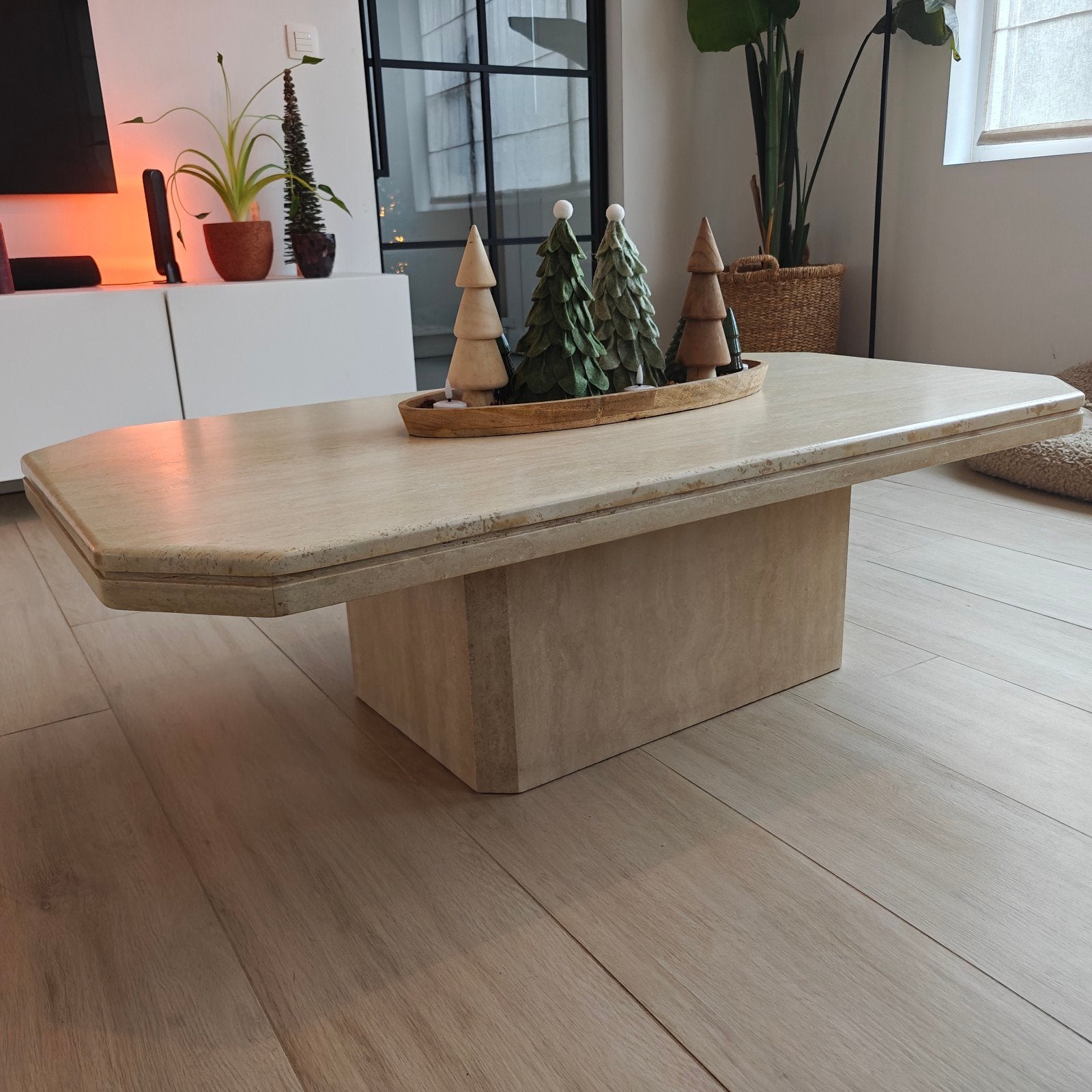 Travertin salontafel, 100 à 150 cm, Moins de 50 cm, Comme neuf, Enlèvement