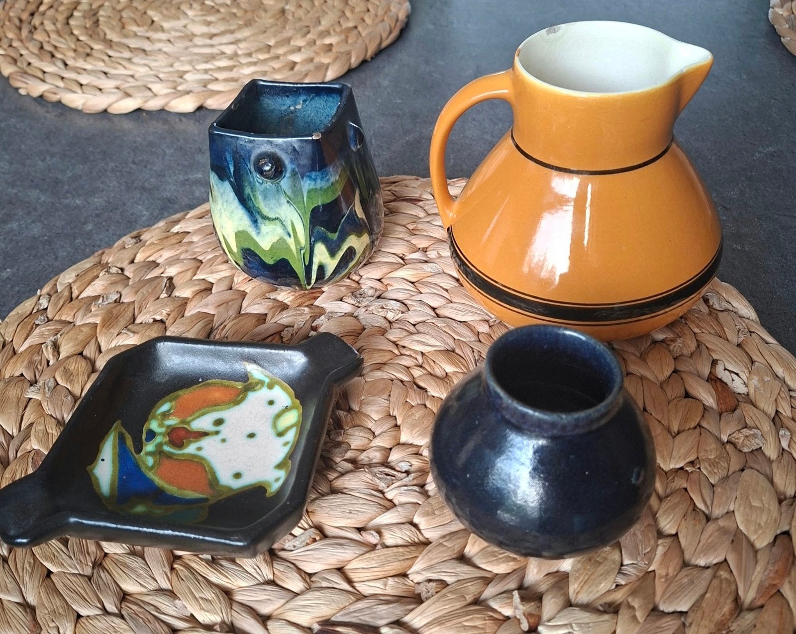 Lot de 4 gouda en poterie d'or - Vintage, Enlèvement ou Envoi