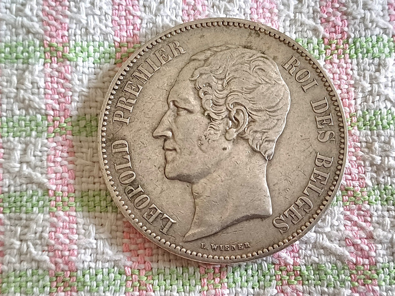 Belgique 5 francs 1852 leopold 1, Timbres & Monnaies, Monnaies | Belgique, Enlèvement ou Envoi, Monnaie en vrac, Argent, Argent