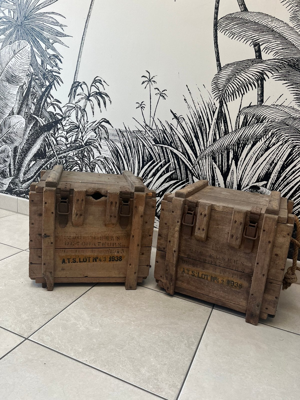 Lot de 2 caisses munitions bois 1938 authentiques, Enlèvement