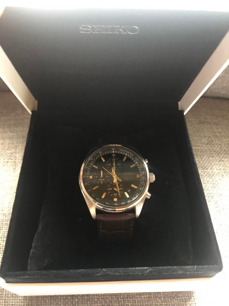 Montre Seiko Chronograph pour homme, Montre-bracelet, Seiko, Cuir, Enlèvement
