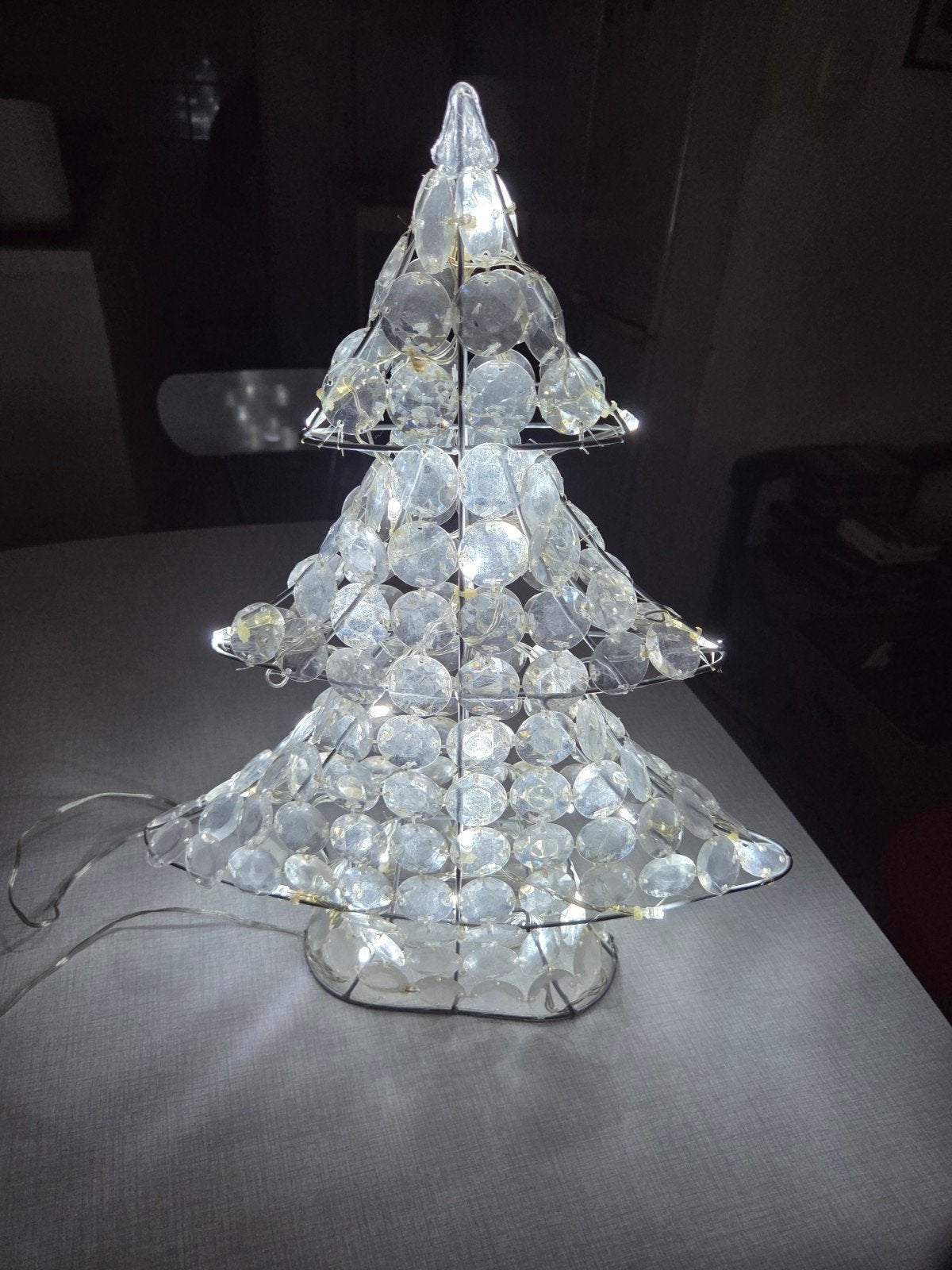 Verlichte kerstboom, kunststof kristallen., Ophalen of Verzenden, Kunststof