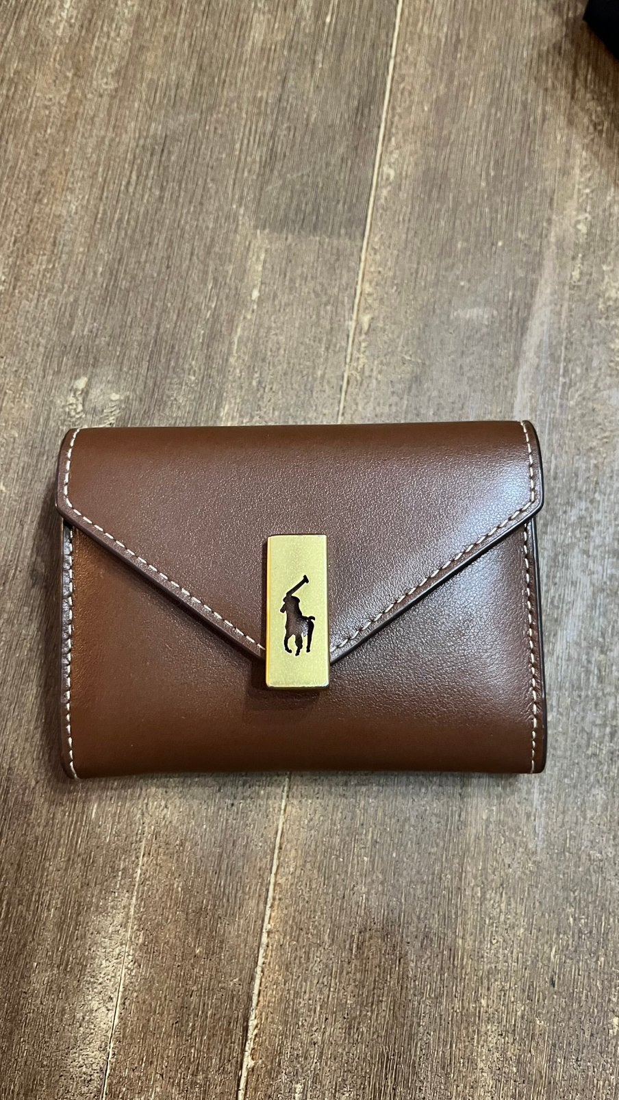 Portimonnee Polo Ralph Lauren, Handtassen en Accessoires, Ophalen of Verzenden, Zo goed als nieuw, Bruin, Leder