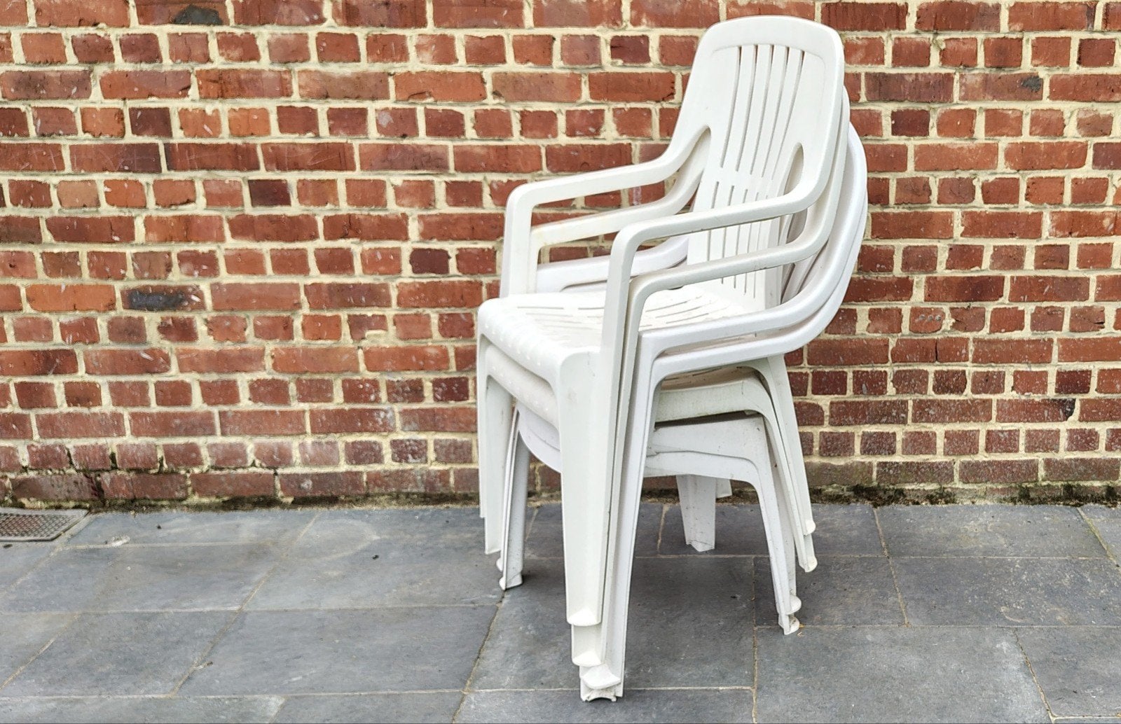 Lot 4 chaises de jardin en plastique blanc, Tuin en Terras, Tuinstoelen, Ophalen, Plastic