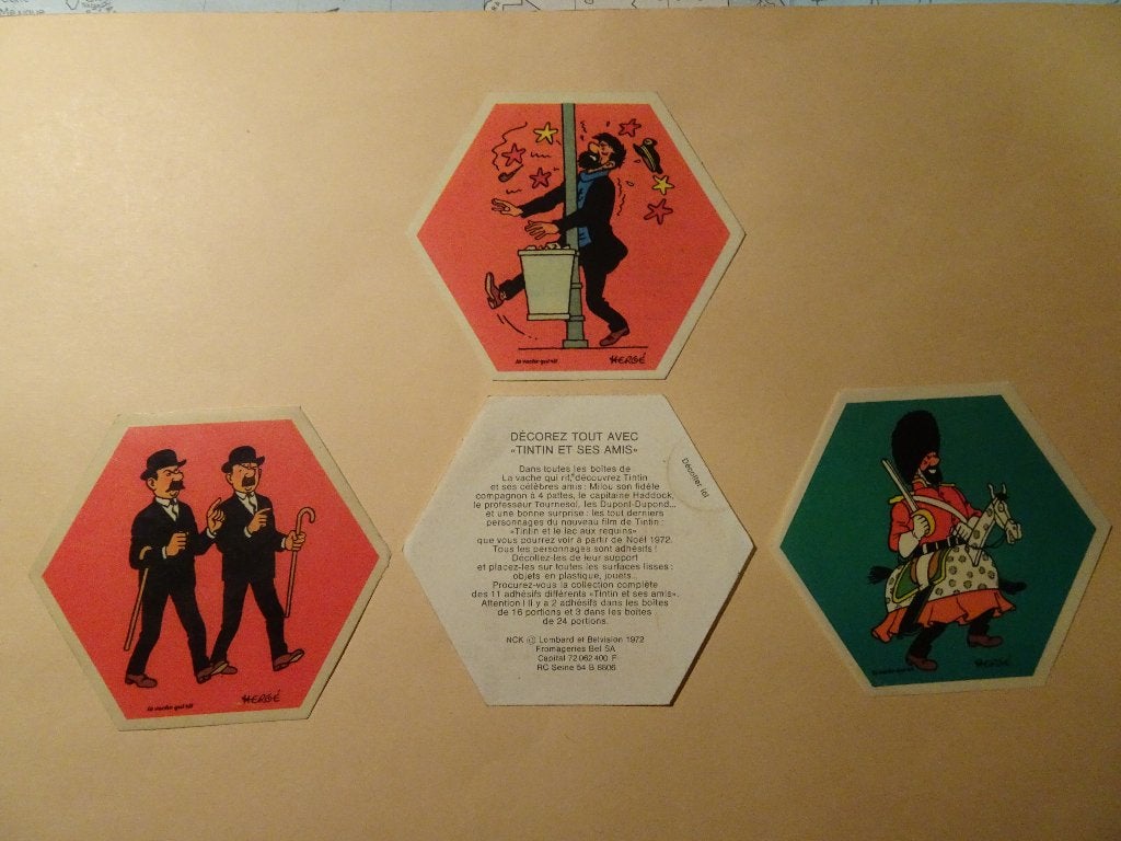 Autocollant La vache qui rit - Tintin - Haddock réverbère, Enlèvement ou Envoi, Tintin, Comme neuf, Image, Affiche ou Autocollant