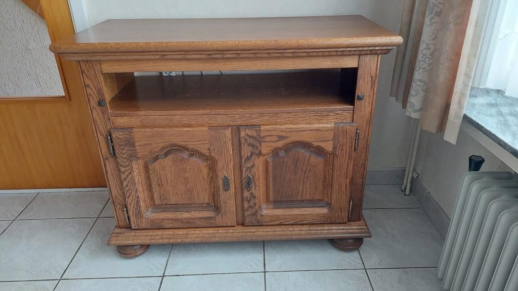 Eiken meubelen, Huis en Inrichting, Kasten | Vitrinekasten, Ophalen, Gebruikt, Glas, Met deur(en)