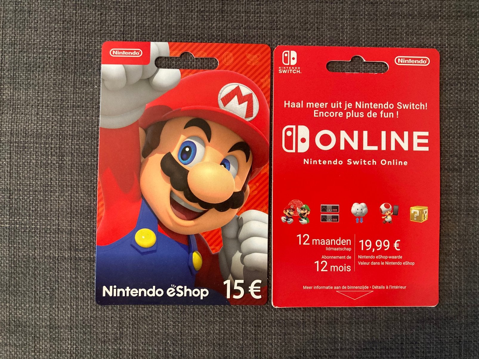 Carte d’abonnement et carte cadeau nintendo eshop, Tickets en Kaartjes