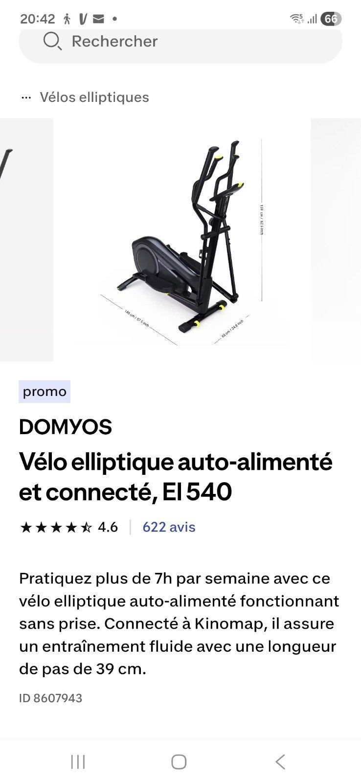 Vélo elliptique Domyos, Enlèvement