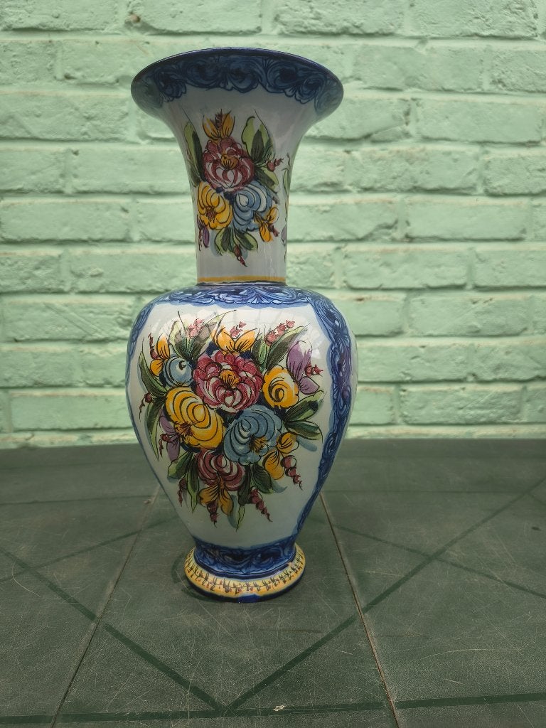 Portugese siervaas Alcobaça (handgeschilderd), Ophalen, Blauw, 39 cm, Zo goed als nieuw