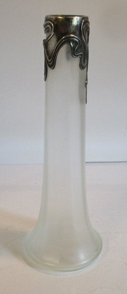 art nouveau glas vaas verzilverd ornament Mucha, Verzenden