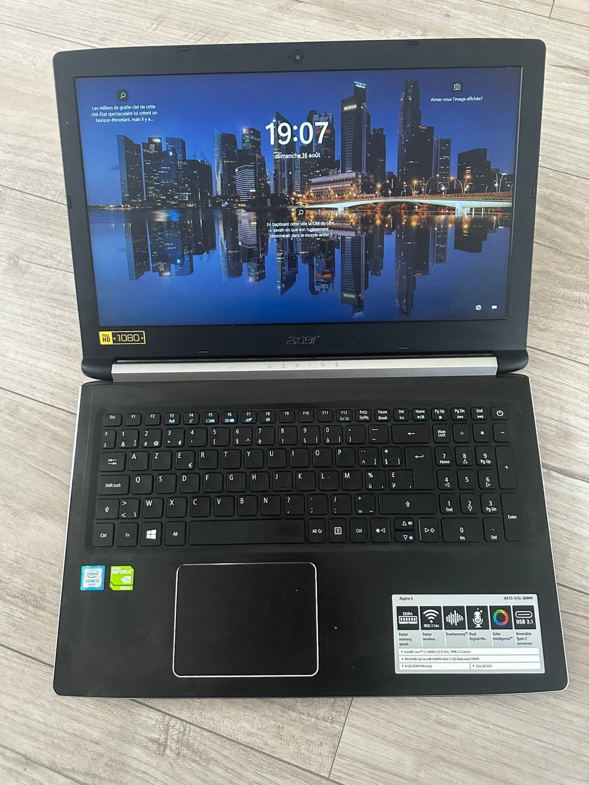 Laptop Acer Aspire i3, Enlèvement ou Envoi, Comme neuf, SSD