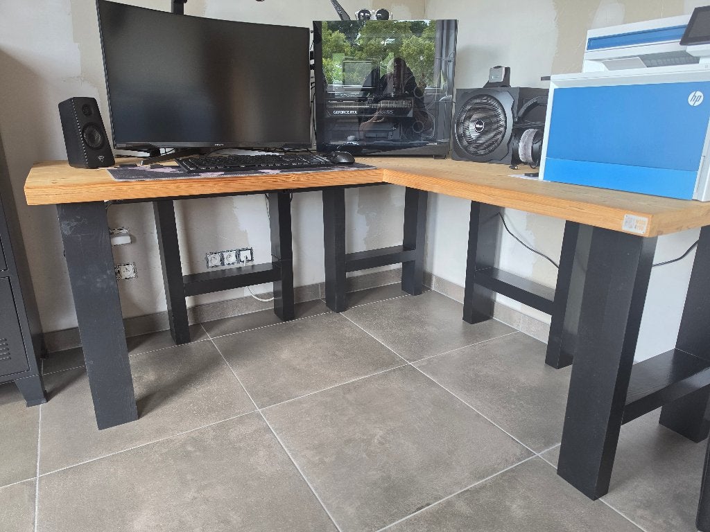 Hoek bureau, Ophalen, Demontabel, Hout, Hoekbureau