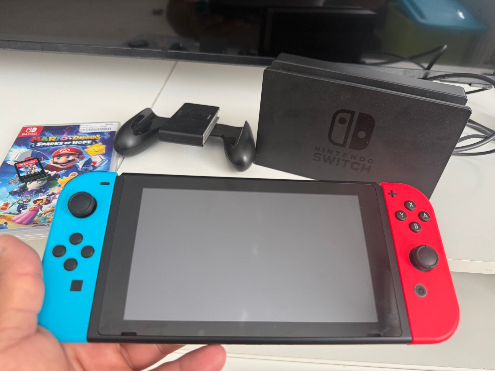 Nintendo switch Console Set V2-Blauw/Rood+Super Mario kaart, Consoles de jeu & Jeux vidéo, Comme neuf, Enlèvement, Switch Original