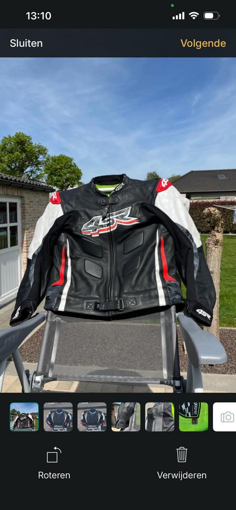 Lederen motorjas 4SR maat 58, Motoren, Ophalen of Verzenden, Tweedehands, Heren, Jas | leer