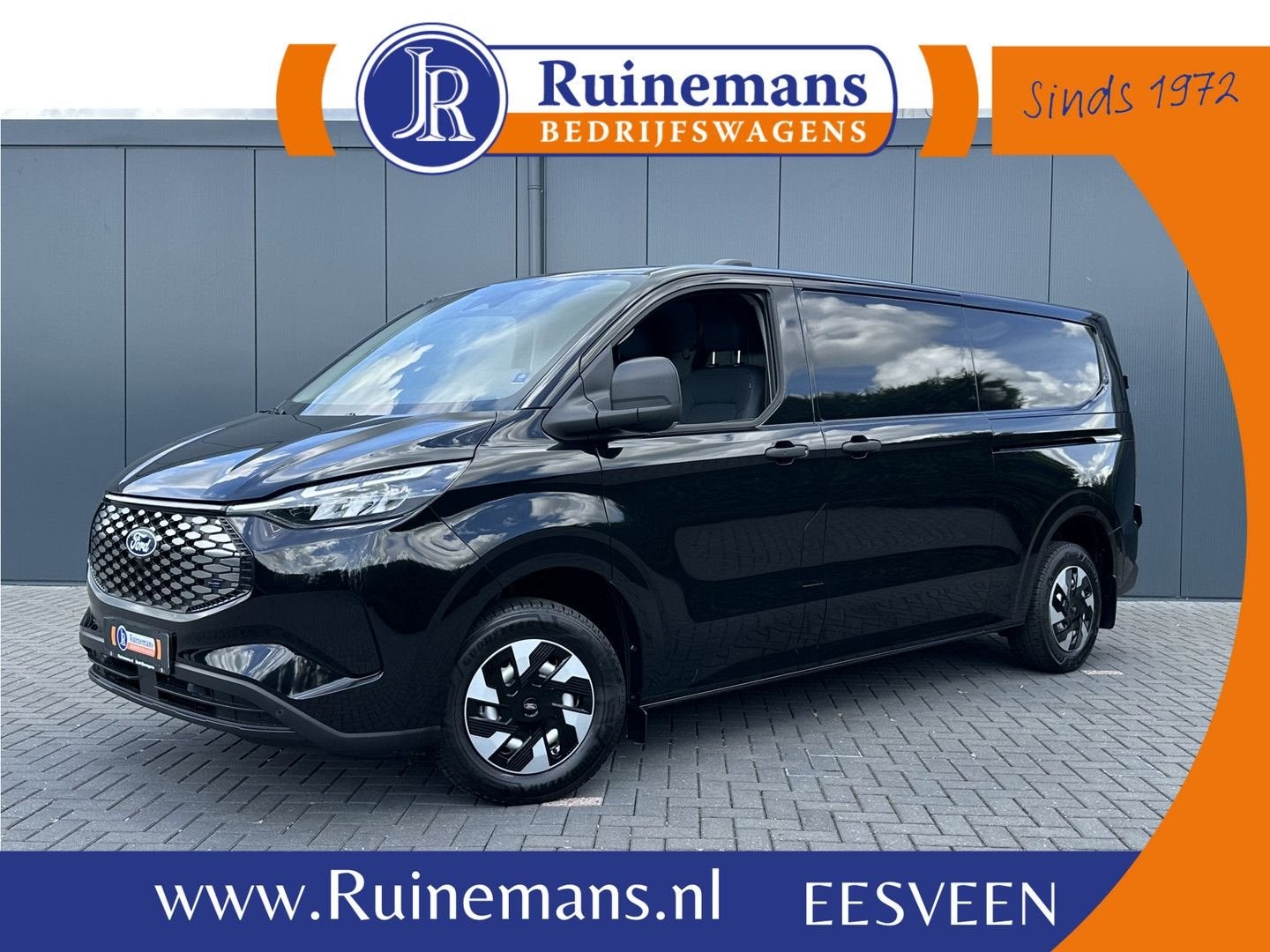 Ford E-Transit Custom 71 kWh FULL ELECTRIC / L2H1 / ** NIEUW, Auto's, Bestelwagens en Lichte vracht, Automaat, Zwart, Elektrisch