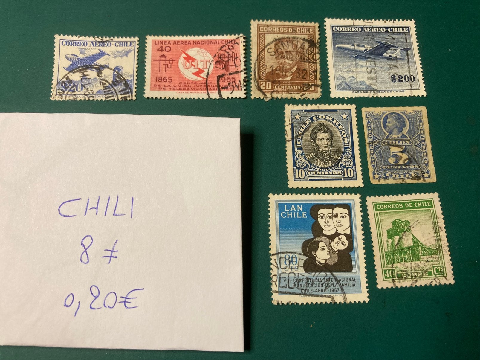 Lot postzegels Chili, Ophalen of Verzenden, Gestempeld