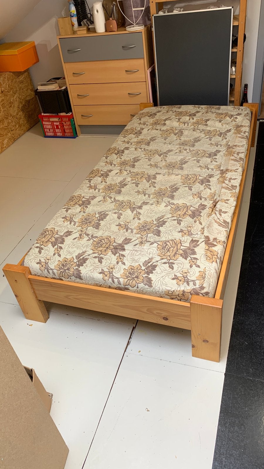 Lit en bois 1 personne, Maison & Meubles, 90 cm, Beige, Une personne, Enlèvement
