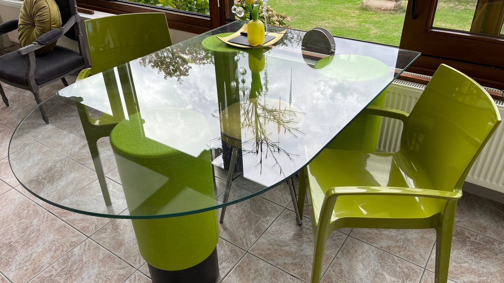 Table sam avec chaises, Enlèvement, Comme neuf, Verre