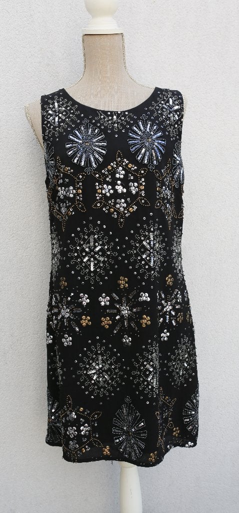 Mooie jurk met lovertjes in L, Kleding | Dames, Maat 38/40 (M), Mango, Zwart, Nieuw
