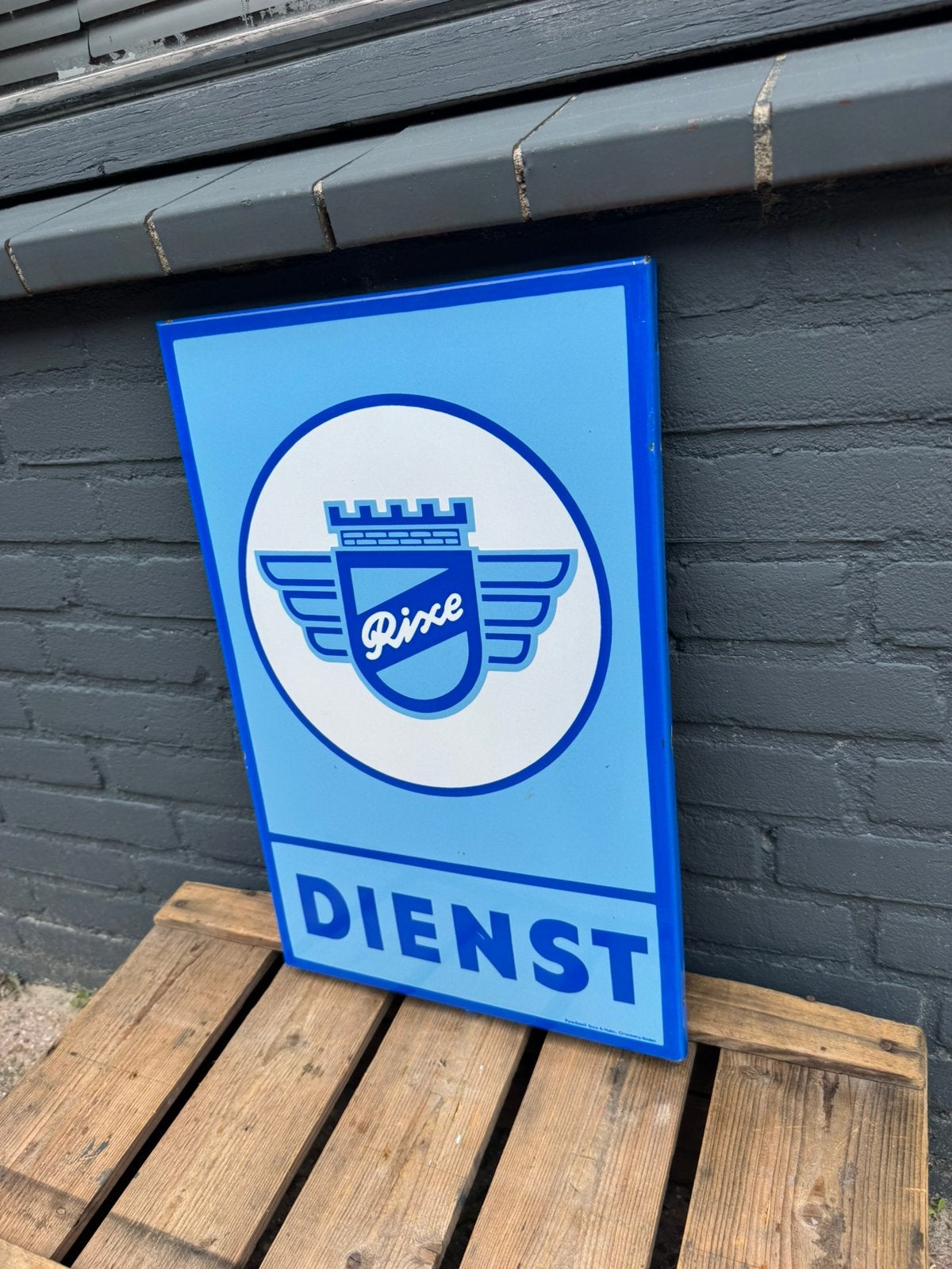 RIXE Dienst emaille reclamebord, Ophalen of Verzenden, Zo goed als nieuw, Reclamebord