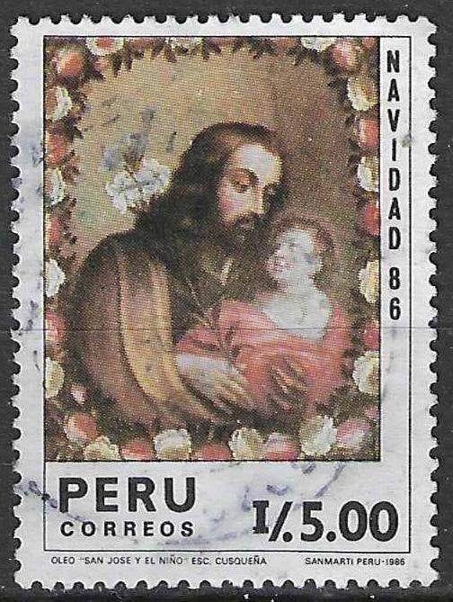 Pérou 1986 - Yvert 851 - Saint Joseph avec l'Enfnt Jés (ST), Envoi, Affranchi