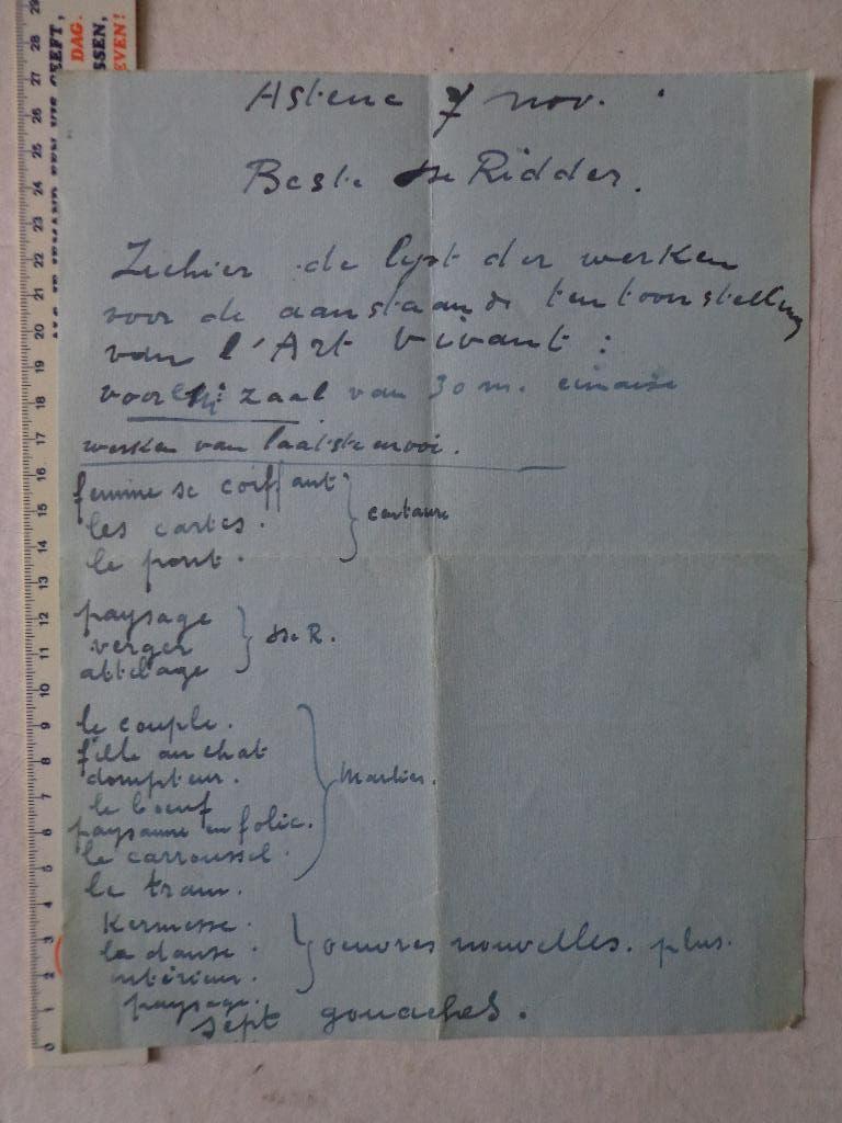 eigenhandig geschreven brief van Hubert Malfait uit 1930?, Antiquités & Art, Art | Autres Art, Enlèvement ou Envoi
