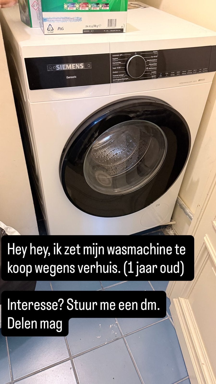 Te koop wegens verhuis, Electroménager, Lave-linge, Enlèvement, Comme neuf