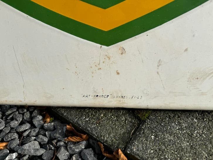 Vintage groot BP Emaille Reclamebord, Antiek en Kunst