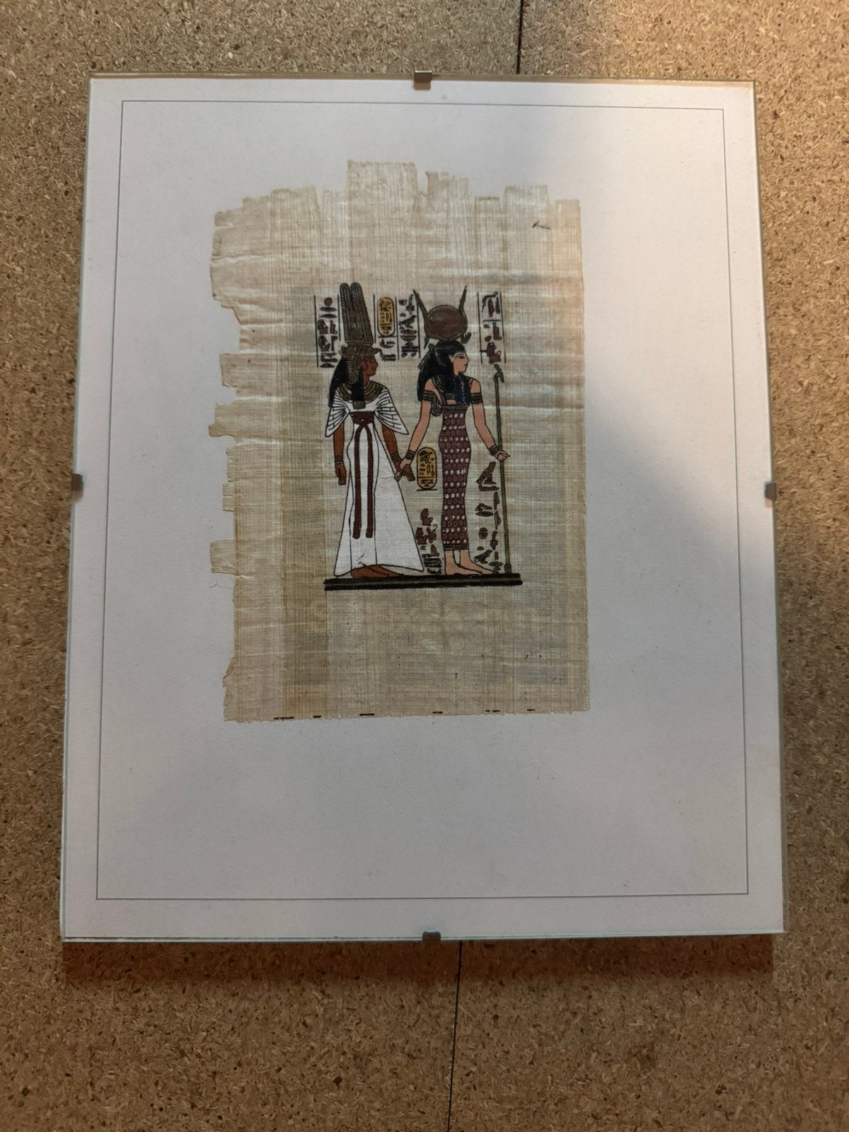 Egyptische papyrus in kader 25cm op 20cm, Ophalen of Verzenden