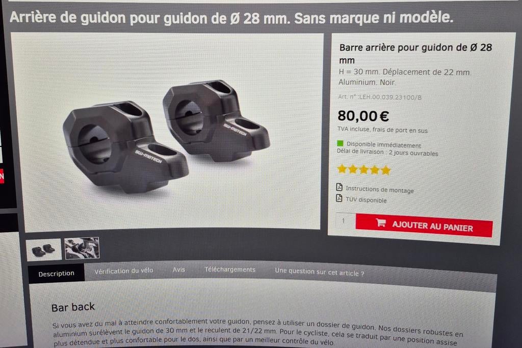Rehausse de guidon sw motech, Enlèvement