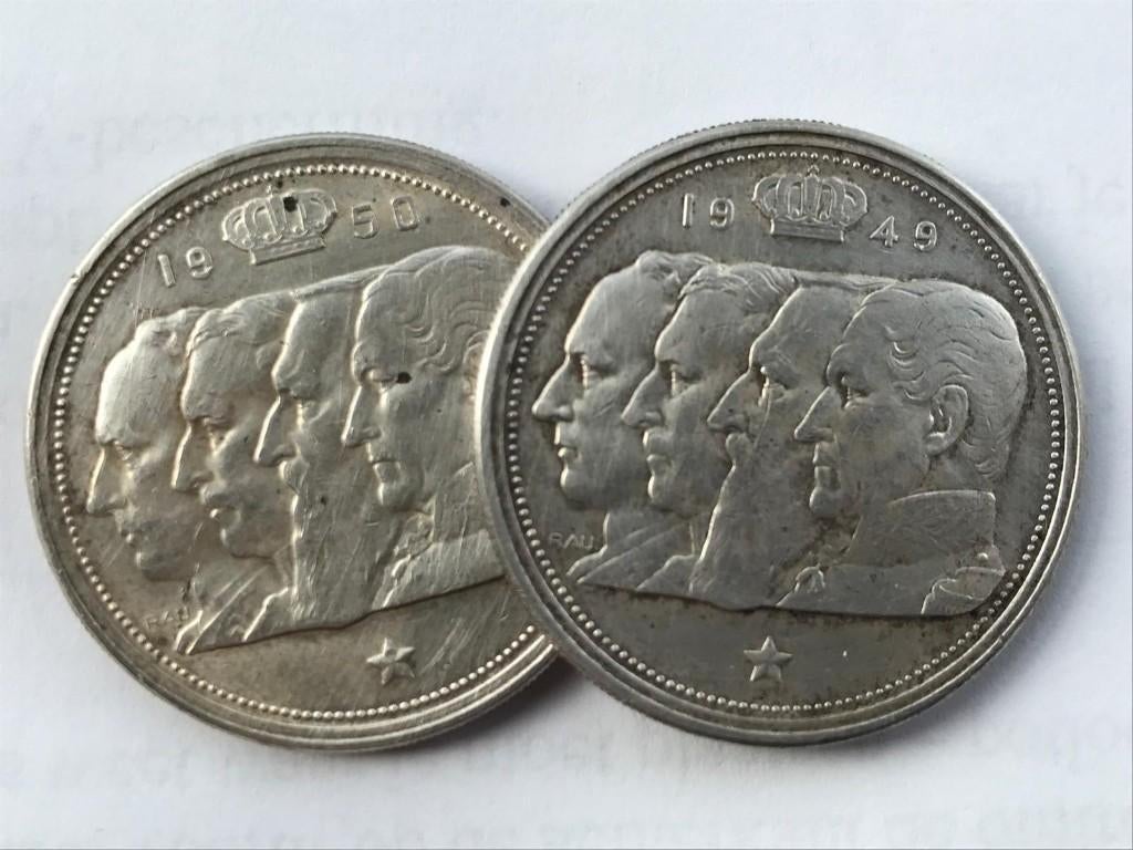 100 Francs 1949-1950: Vier Koningen, Postzegels en Munten, Munten | België, Ophalen, Zilver, Zilver