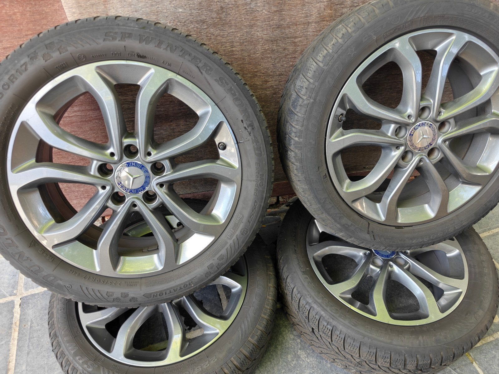 Mercedes velgen + winterbanden 225/50R17, Auto-onderdelen, Banden en Velgen, Ophalen, 17 inch, Winterbanden, Velg(en)