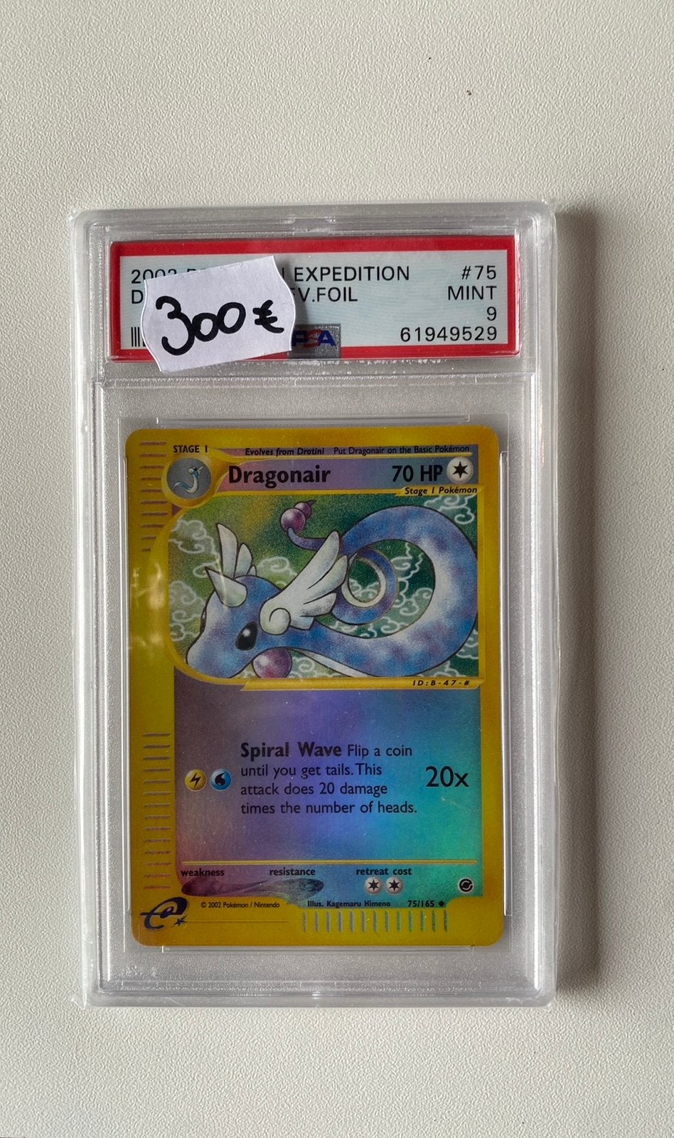 Pokémon Dragonair rev.foil 75 - Psa 9, Enlèvement, Comme neuf, Cartes en vrac, Foil