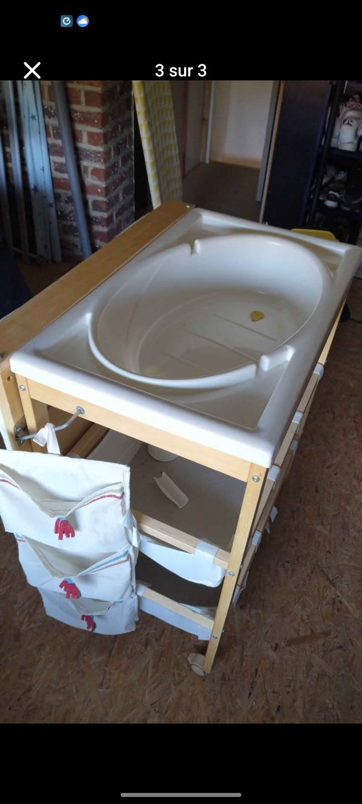 Table a langer bébé avec baignoire, Enlèvement, Baignoire