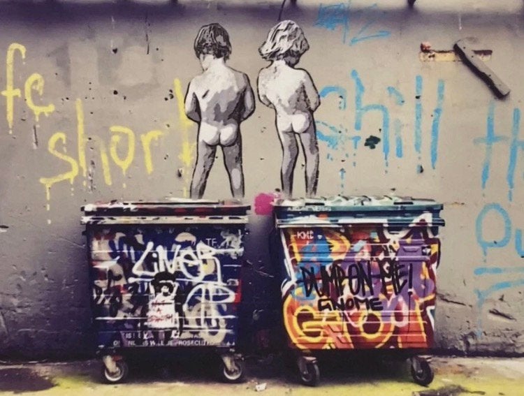 BANKSY: lithografie op groot formaat. Van de 50 exemplaren, Antiek en Kunst, Ophalen of Verzenden