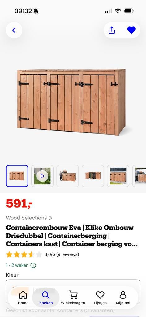 Containerombouw - 3 vuilbakken - kliko ombouw, Ophalen, Zo goed als nieuw, Hout, Containerberging