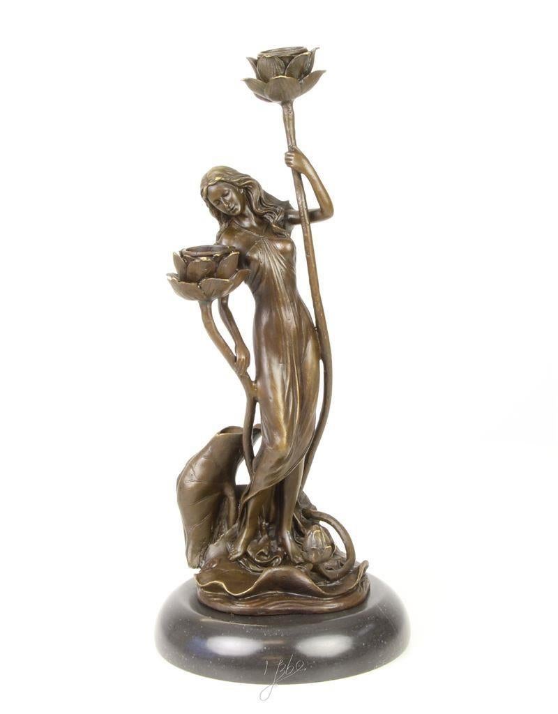 Kandelaar Art Nouveau , vrouwelijk figuur, Ophalen of Verzenden, Nieuw, Kandelaar
