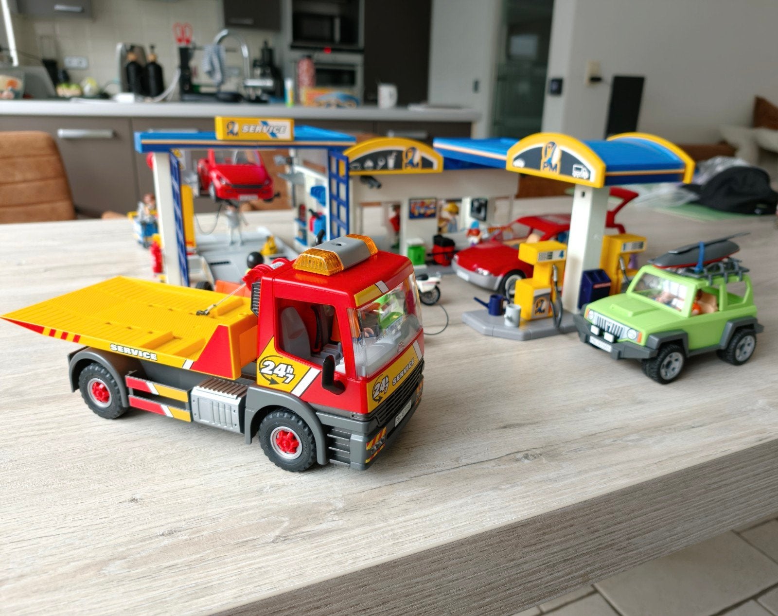 Playmobil tankstation met autowerkplaats, Ophalen