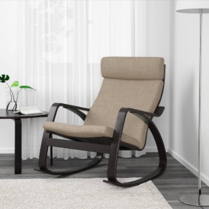 Fauteuil à Bascule en cuir véritable beige, Maison & Meubles, Fauteuils, Enlèvement, Comme neuf, Cuir