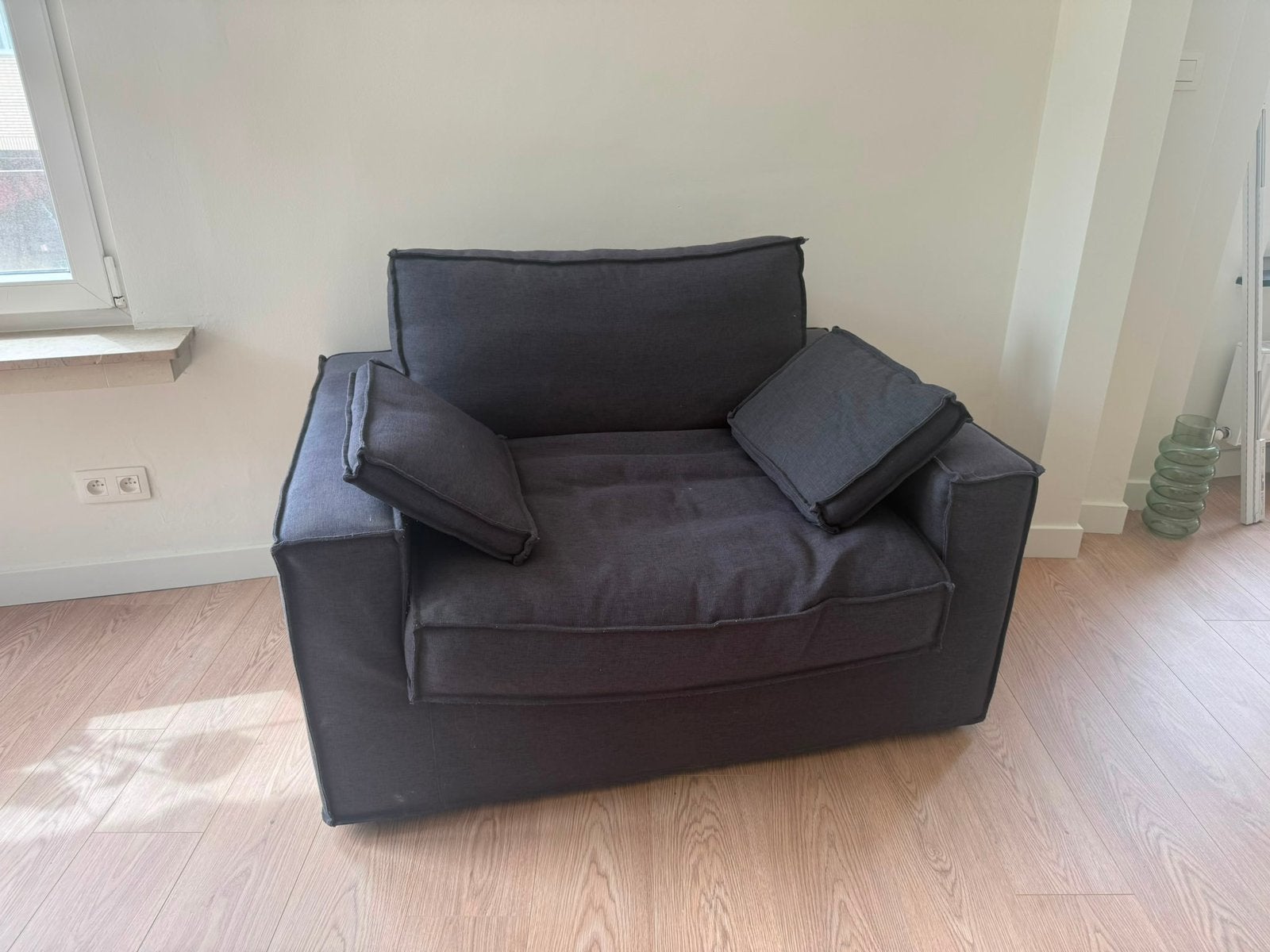 Zwarte zetel (1-zit) te koop, Ophalen, Eenpersoons, 150 tot 200 cm, 75 tot 100 cm