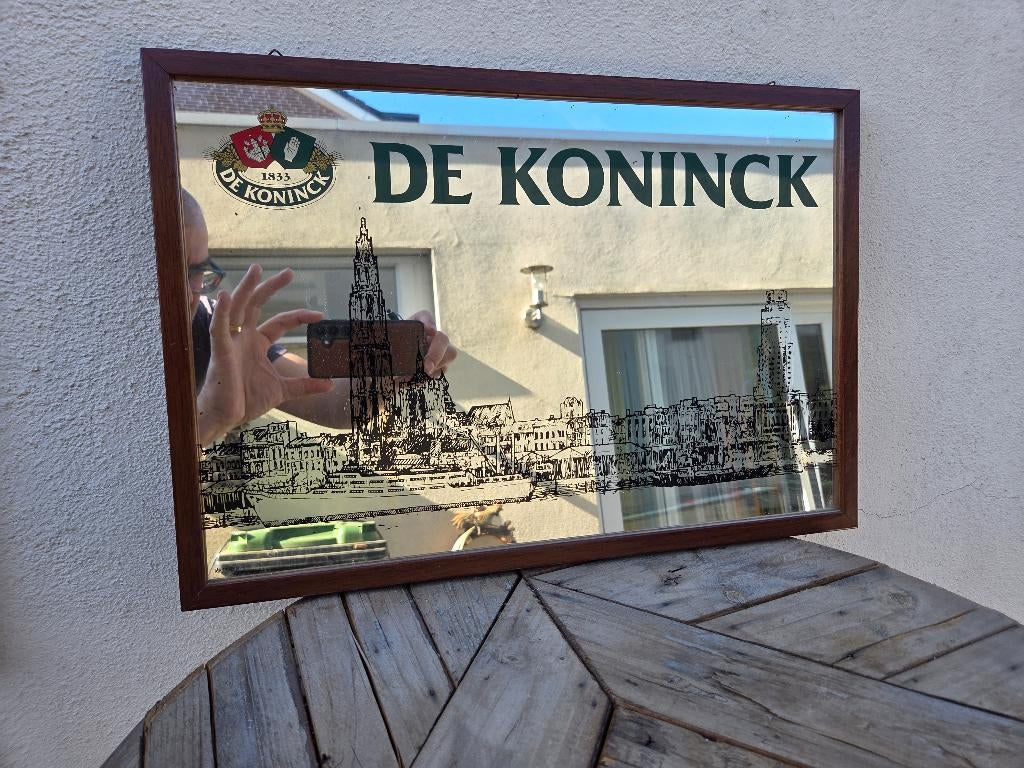 De Koninck Bierreclame Spiegel - 47x33 cm, Verzamelen, Biermerken, Zo goed als nieuw, Reclamebord, Plaat of Schild, De Koninck