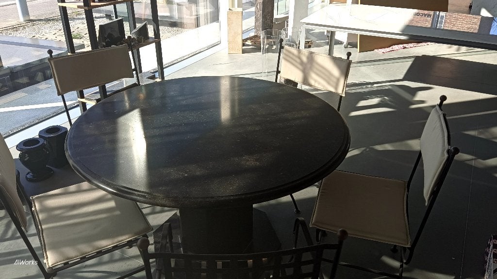 Table en pierre bleue, Maison & Meubles, Neuf, 100 à 150 cm, Cinq personnes ou plus, Rond
