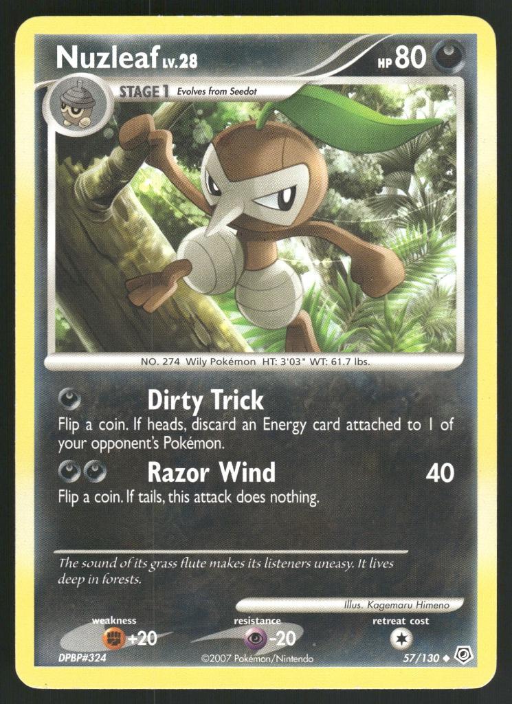 Nuzleaf 57/130 - Diamond &amp; Pearl (Good), Hobby & Loisirs créatifs, Jeux de cartes à collectionner | Pokémon, Utilisé, Envoi