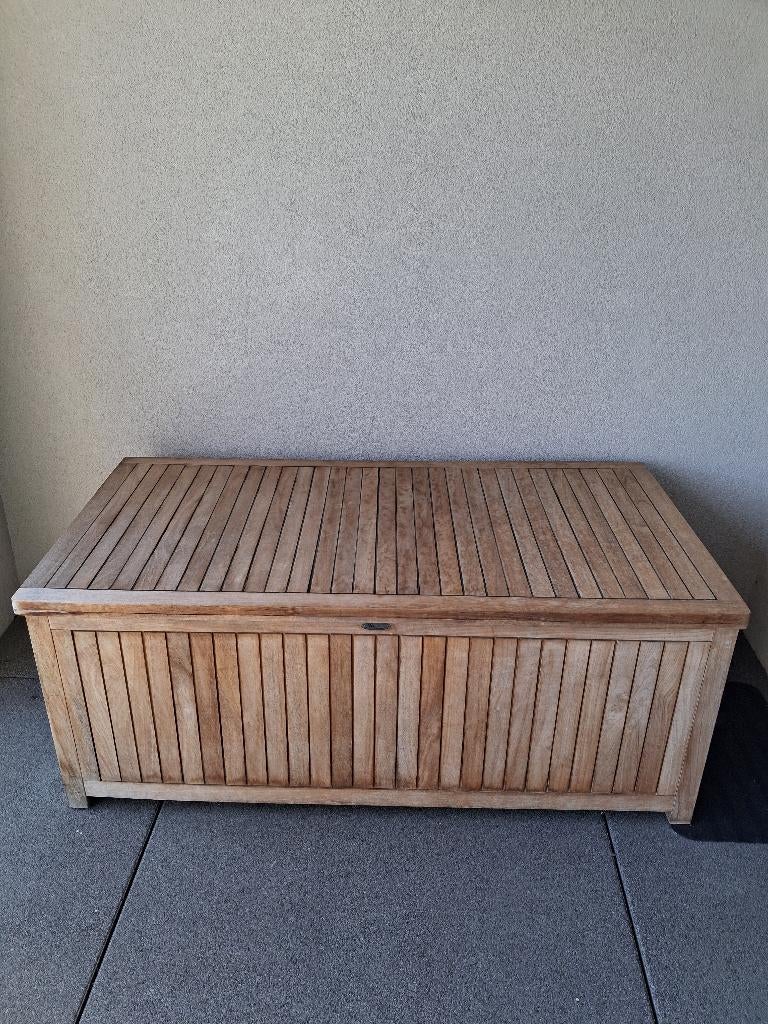 Kussenbox teak, Tuin en Terras, Ophalen, Gebruikt