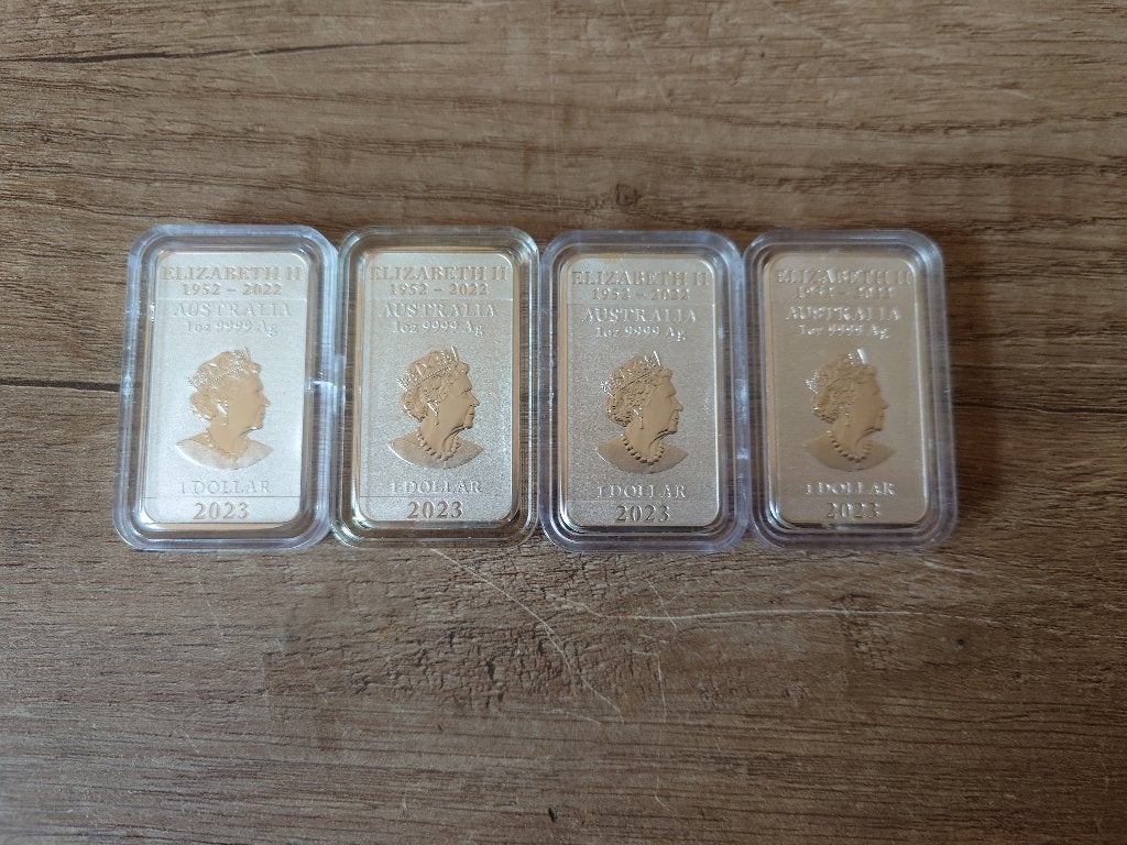 4x 1 oz Rectangle dragon 2023 Zilver Baren, Verzenden, Zilver