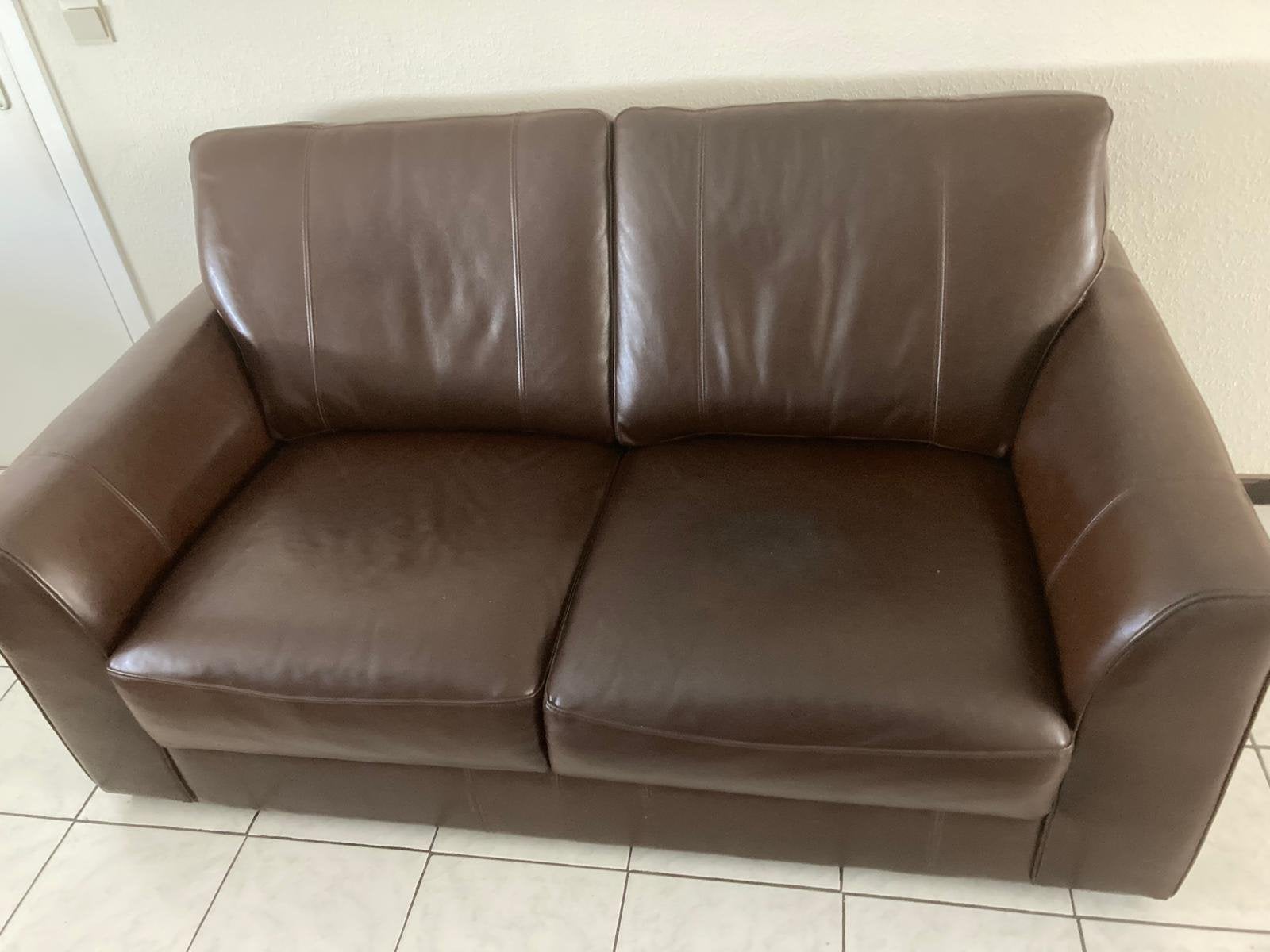 Lederen zetel, Maison & Meubles, Canapés | Salons, Enlèvement, Utilisé, 150 à 200 cm, Banc droit