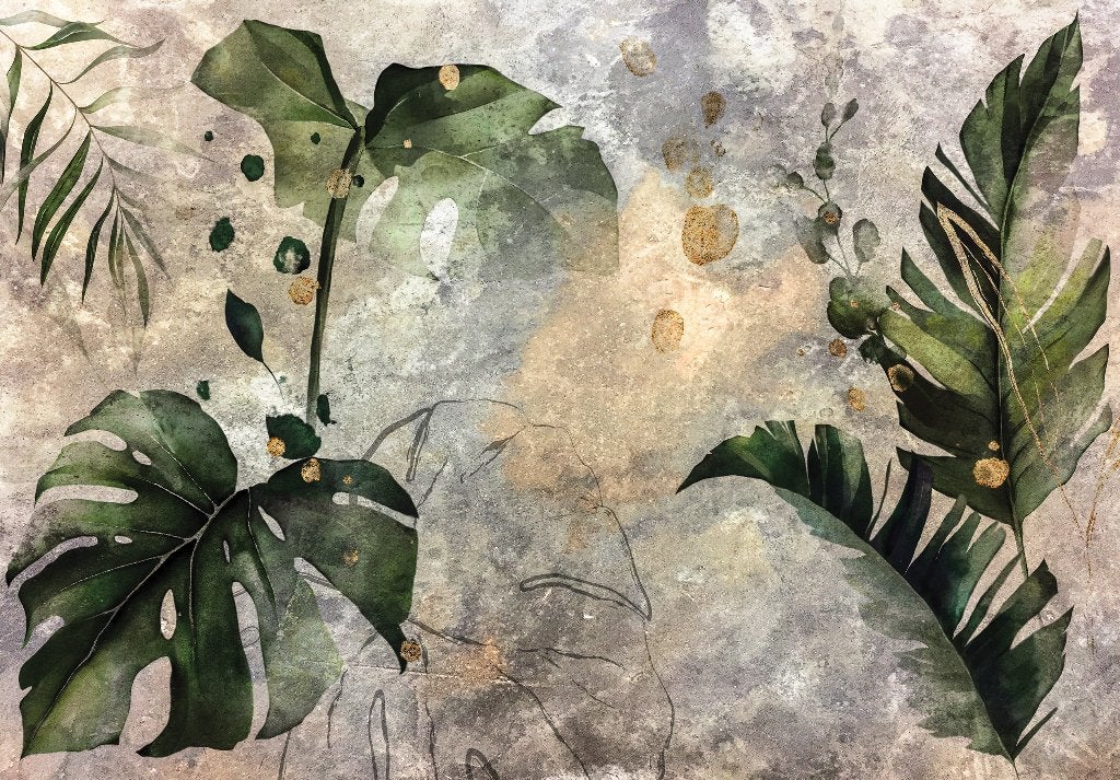 Botanisch behang Aquarel bladeren, Muurdeco4kids, Verzenden, Fotobehang, Bladeren
