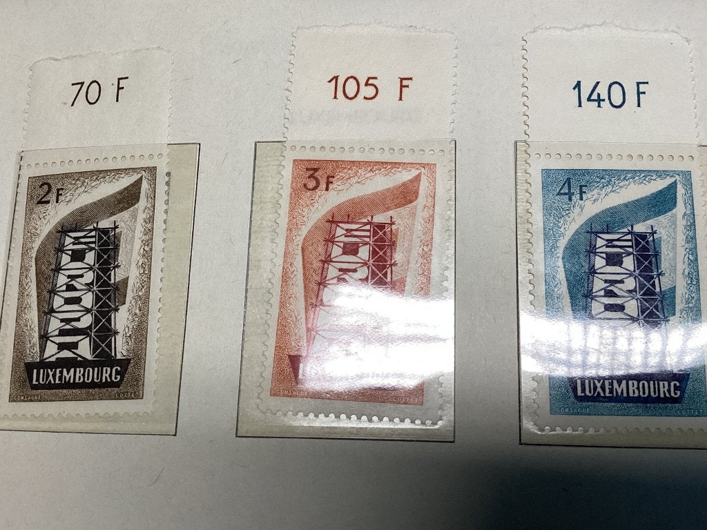 Serie 3 postfrisse zegels Luxemburg 1956 bouw Europa, Ophalen of Verzenden, Postfris, Orginele gom, Europa